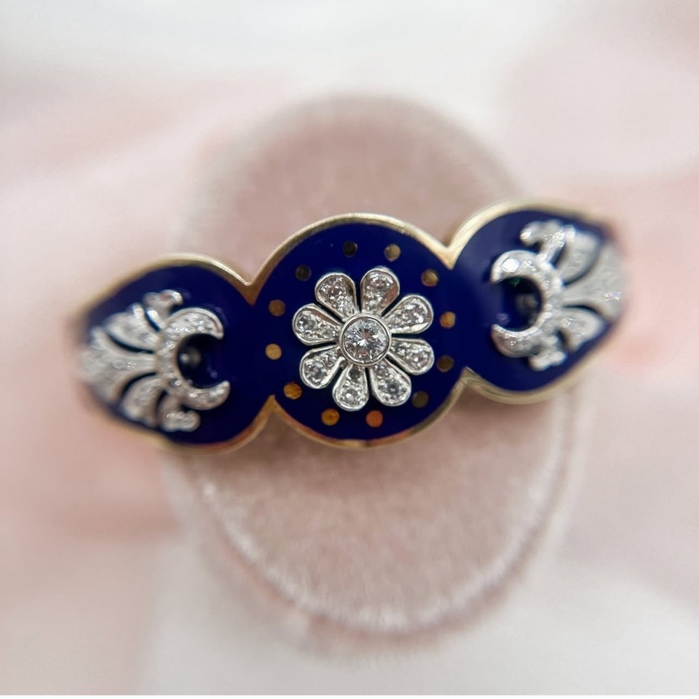 Mid century enamel and diamond bangle